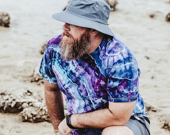 Blue & Purple Ice Dye Shirt: Boho Geode Tie Dye, S-4X