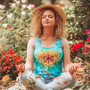 Boho tank tops for women, Sunflower tie dye, Hippie tank top, Festival clothes, S-2X