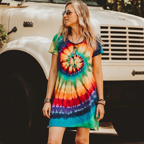 rainbow hippie dress