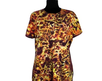 Campfire Glow Tie Dye Shirt – Hand Dyed Boho Cotton Tee,  Women's Large