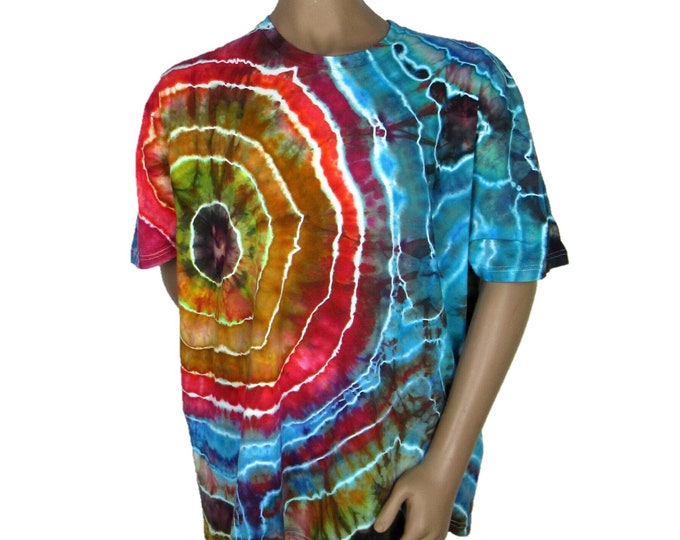 Rainbow geode tie dye, Hippie clothes men, Tye dye shirt, Trippy shirt, 50th birthday gift for men, 3XL