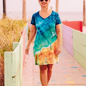 Hand dyed tie dye dress: Women beach and summer dress