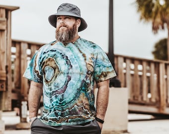 Fathers day gift from daughter, Geode tie dye shirt, Hippie clothes men, Bonus dad gift, All sizes