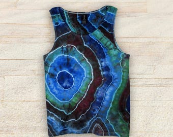 Riverstone Blue Tie Dye Tank Top – Geode Ice Dyed Cotton Tank – Women's & Unisex, S–2X