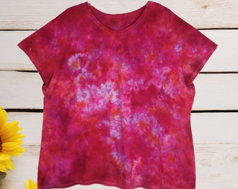 Womens tie dye shirt, Plus size bohemian clothing, Ice dye, Gift for best friend female, 4X