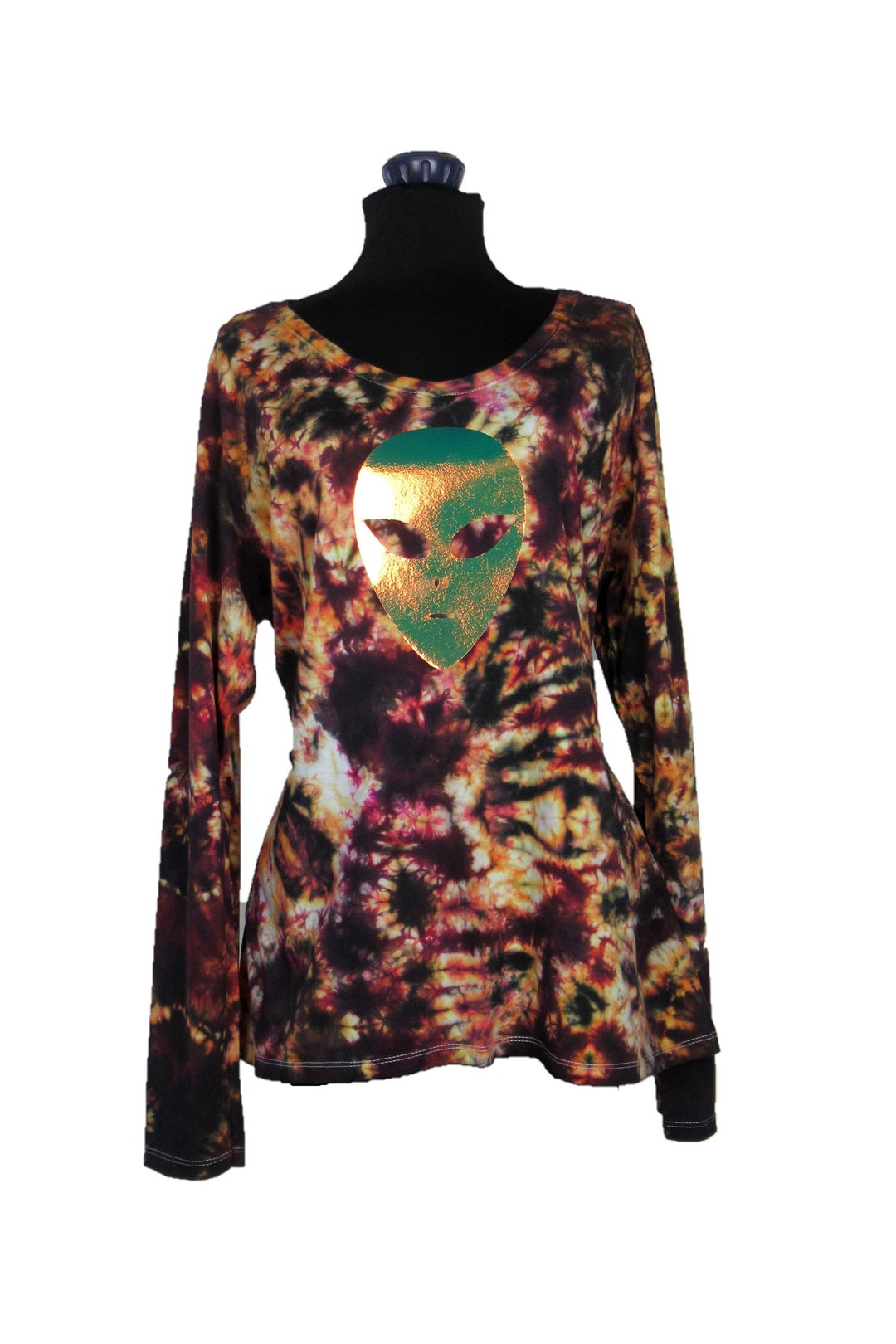 Tie Dye Alien Shirt Women Halloween Long Sleeve Shirt Etsy
