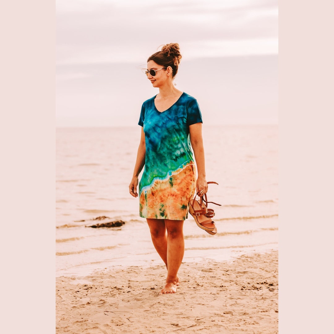 Tie Dye Dress Womens, Beach Coverups, Short Hippie Dress, Resort Wear