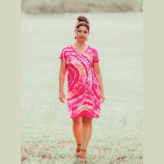 pink and yellow tie dye dress Girls' tie dye cover up, pink/yellow