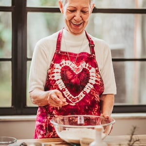 Cute apron hand dyed, Aprons for women with pocket, Unique cooking gift, Secret santa gifts for women