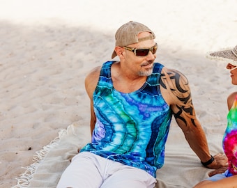 Unisex jersey tank, Cotton tank tops, Geode tie dye, Long distance boyfriend gift, S-2X