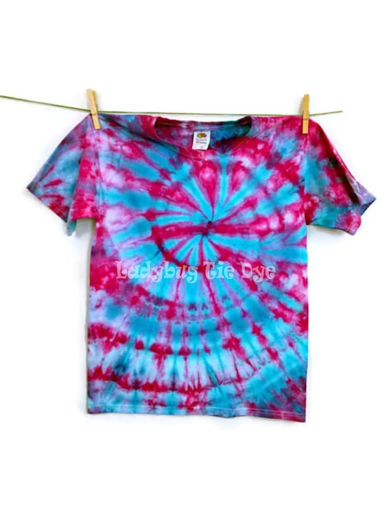 Pink and blue spiral tie dye shirt for kids Youth tye dye | Etsy