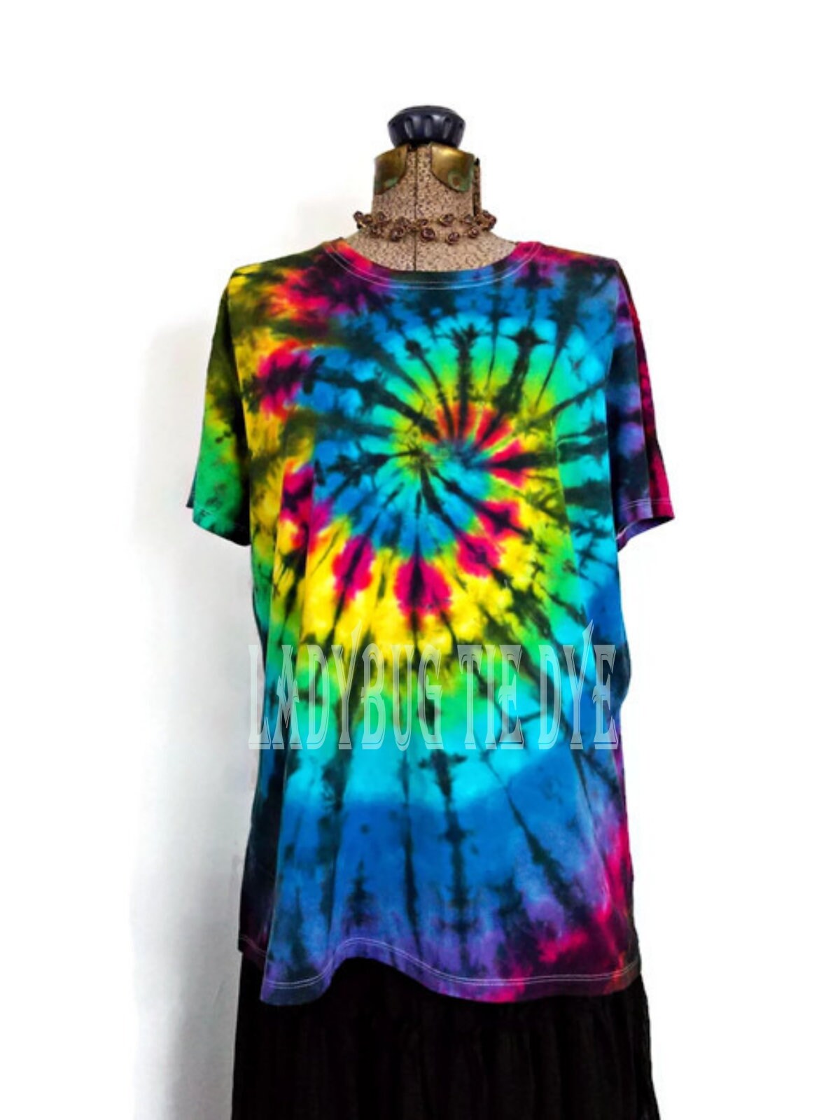Rainbow Tie Dye Shirt Womens XL 70s Hippie Clothes Tye Dye Etsy