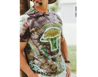 Fathers day gift from daughter, Hippie clothes men, Mushroom shirt, Ice tie dye, Trippy shirt, All sizes