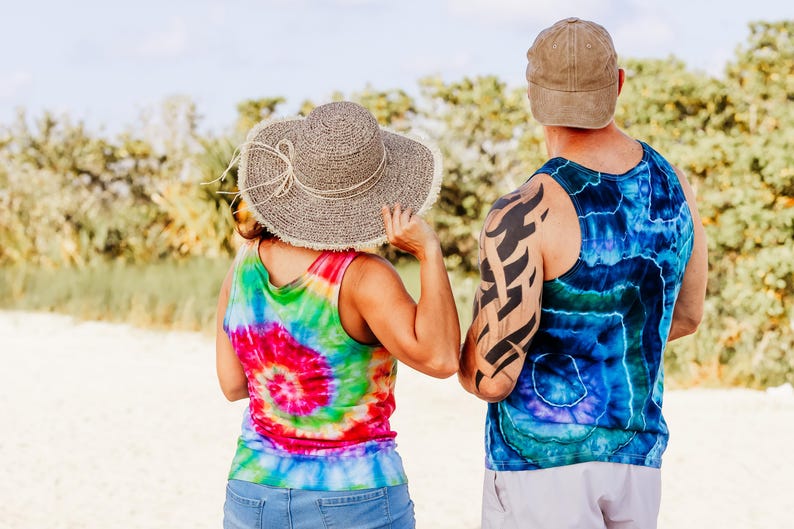Geode Tie Dye Tank Top – Soft Cotton Unisex Jersey Tank, Ocean Agate, S–2X bild 7