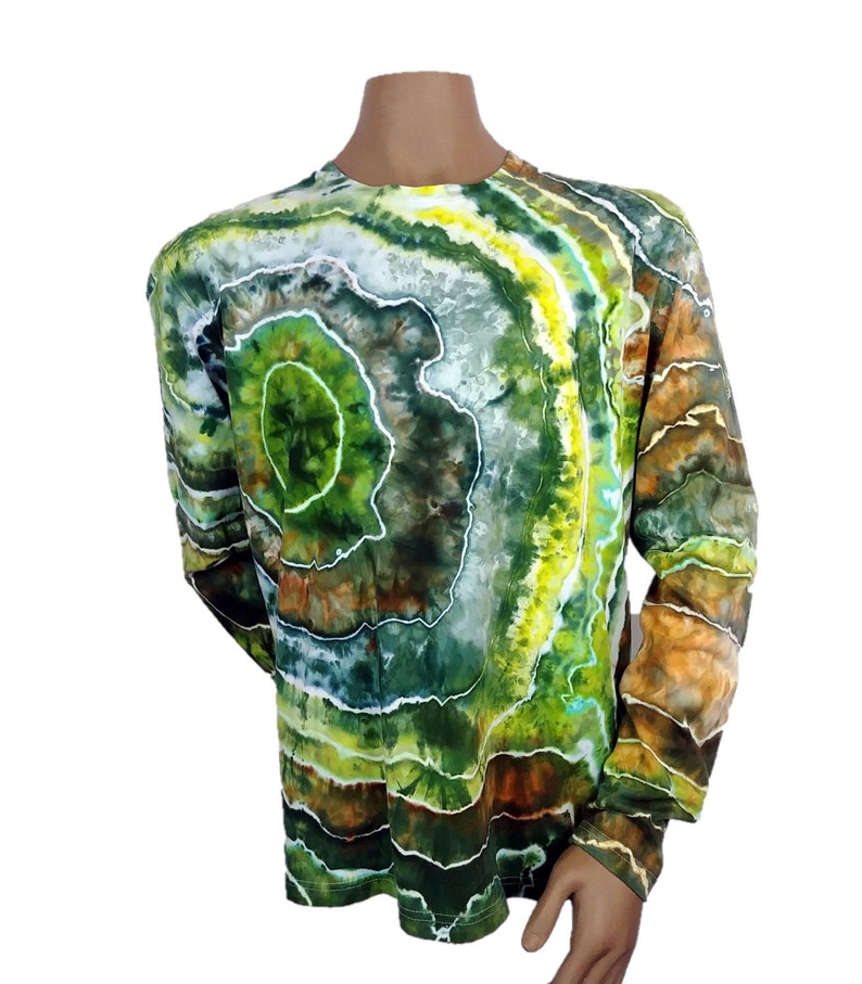 Long sleeve tie dye shirt Earthy green geode ice dye Geology | Etsy