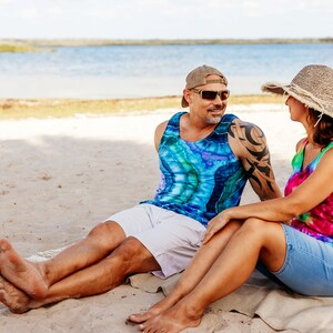 Geode Tie Dye Tank Top – Soft Cotton Unisex Jersey Tank, Ocean Agate, S–2X bild 5