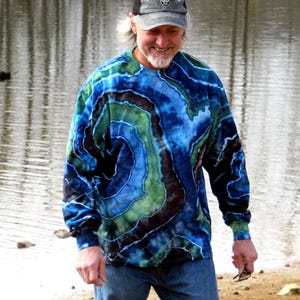 Geode tie dye long sleeve shirt, Tye dye shirt, Long distance boyfriend gift, All sizes