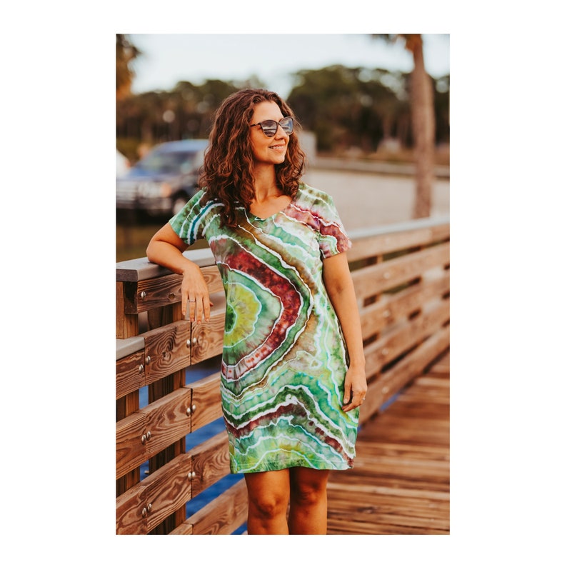 Geode tie dye dress, Tshirt dress for women, Beach coverups, Boho hippie dress, 40th birthday gifts for women 