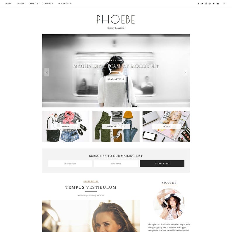 Premade Blogger Template Responsive Blog Theme Etsy