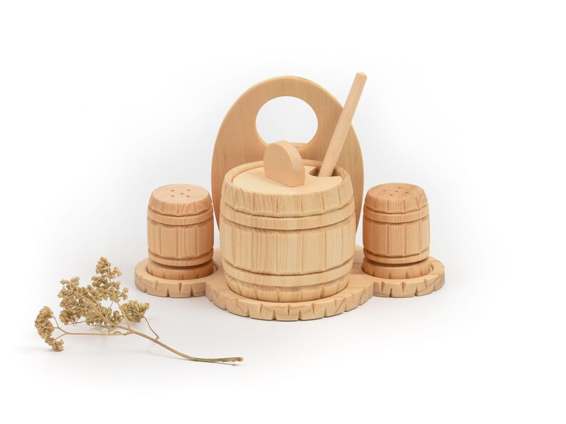 Wooden sugar bowl Salt and pepper set Spices set Spice Etsy