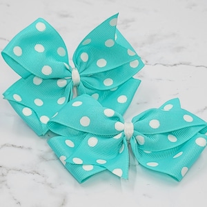 Mint Polka Dot Hair Bows, Polka Dot Hair Bows, Hair Bows, Pigtail Bows, Girls Bows, Girls Hair Bows, Boutique Bows, Hair Accessories