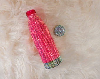 Pink AB Water Bottle, Bling Water Bottle, Bedazzled Water Bottle, Rhinestone Water Bottle, Travel Cup, Travel Tumbler.