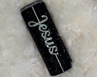 Jesus Rhinestone Tumbler/Custom Bling Tumbler/Personalized Tumbler/Birthday Gifts/Gifts for Her/Special Occasion