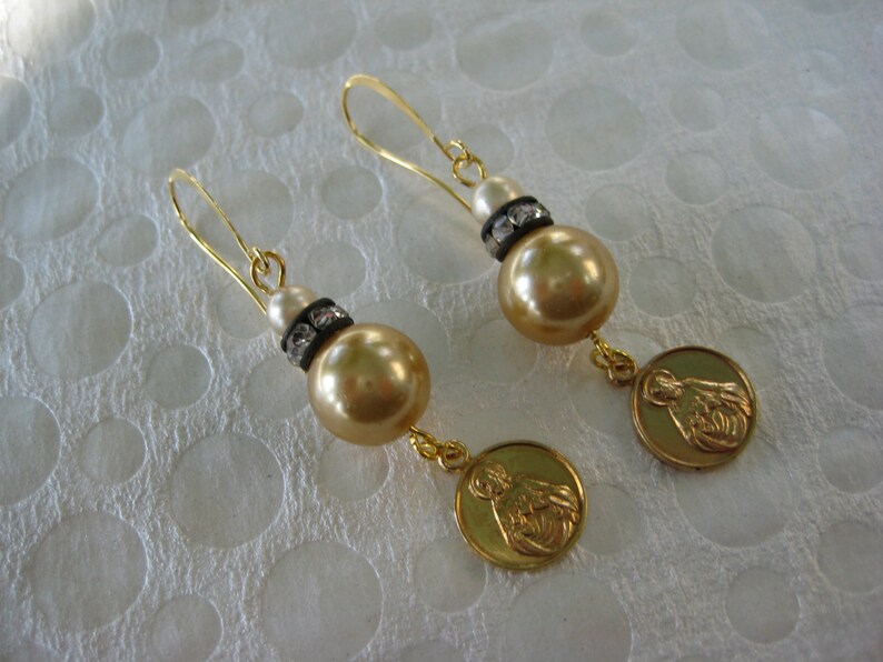 Religious earrings earrings religious assemblage pearls Etsy