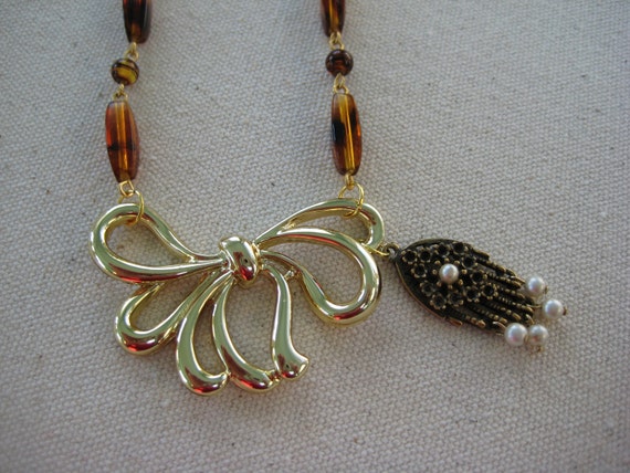 Vintage assemblage statement necklace vintage brooch chain | Etsy