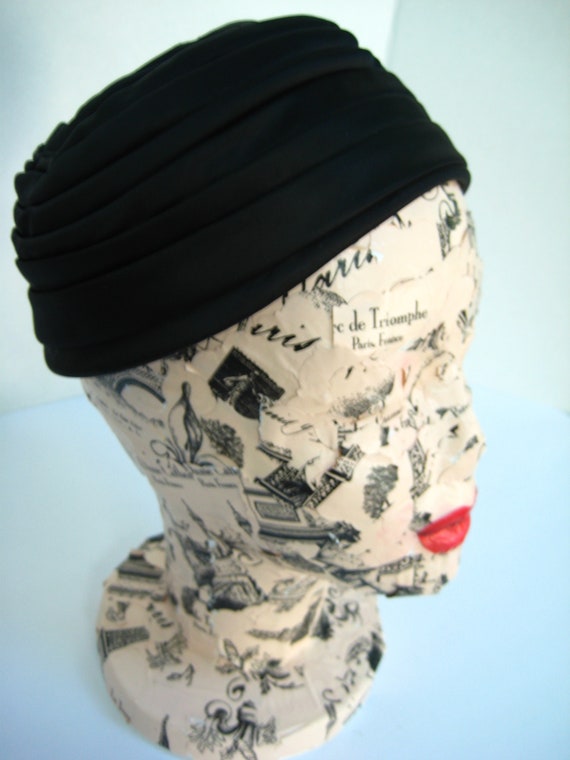 Vintage Pillbox Hat, Stix Baer & Fuller, Black Sat