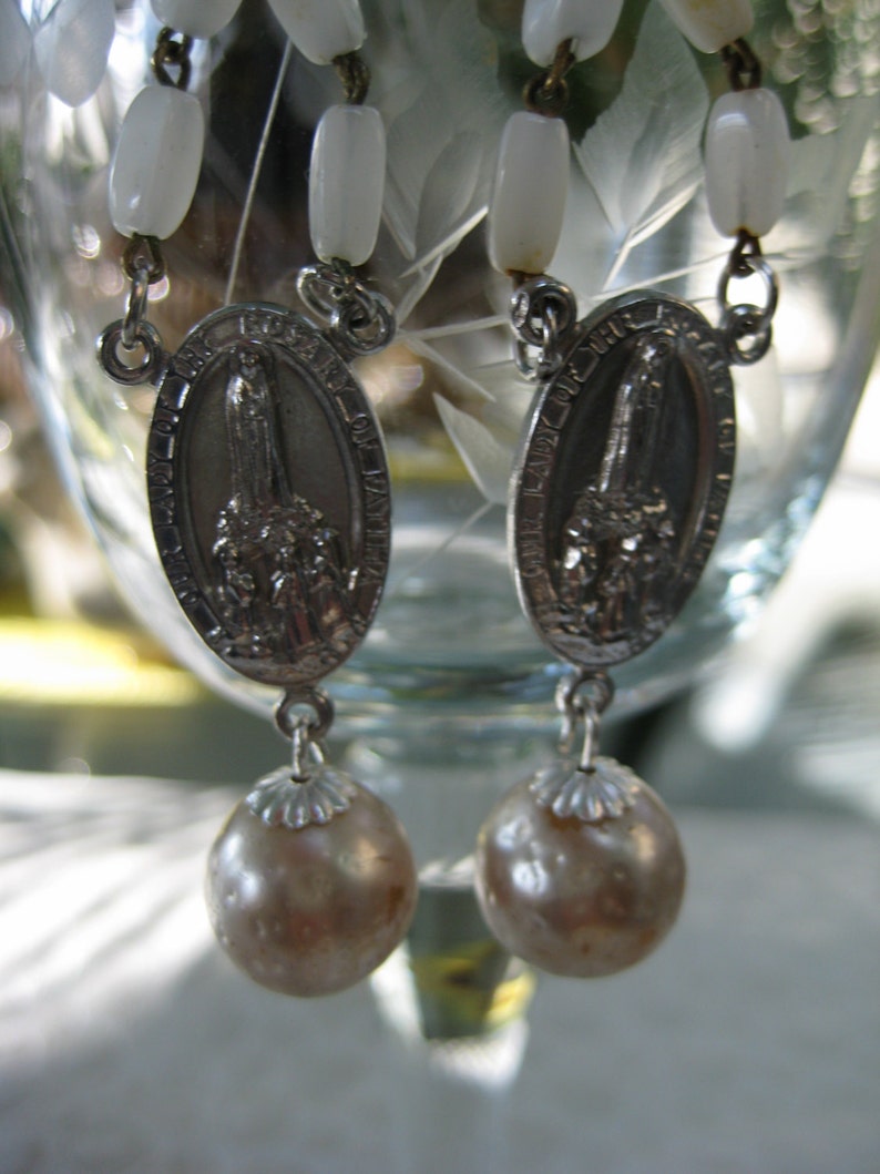 Religious earrings earrings religious assemblage frosted Etsy