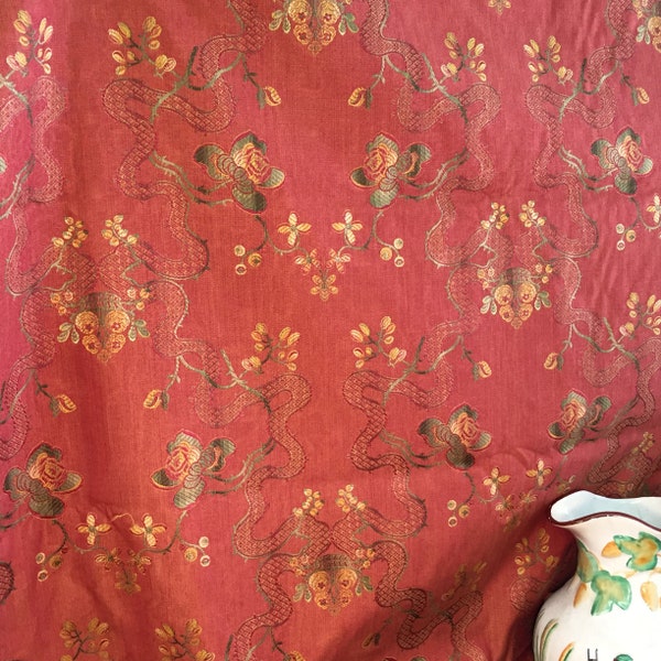 Stroheim Brimley Lisere in Sangria Woven Jacquard  Floral Fabric