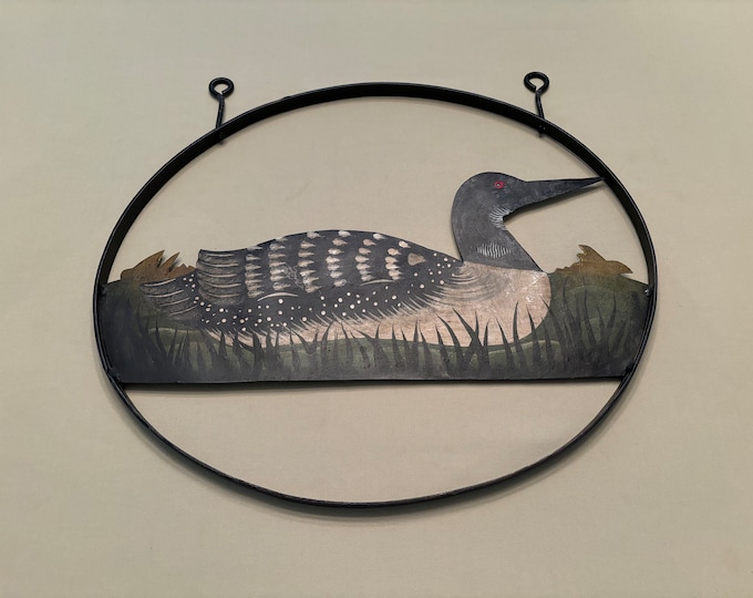Hand Crafted Loon on Die-cut Cast Iron With Rim Frame, Ready to Hang - Etsy