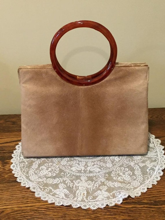 Koret Genuine Fur Calf Leather Lined Handbag with… - image 1