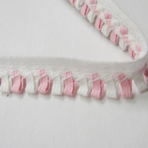 Conso Pink and White Tape Trim, 16 Yards