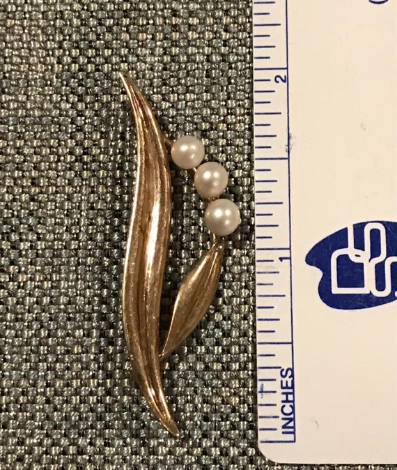 Vintage Signed WRF Gold Filled Pearl Pin or Brooch - image 5