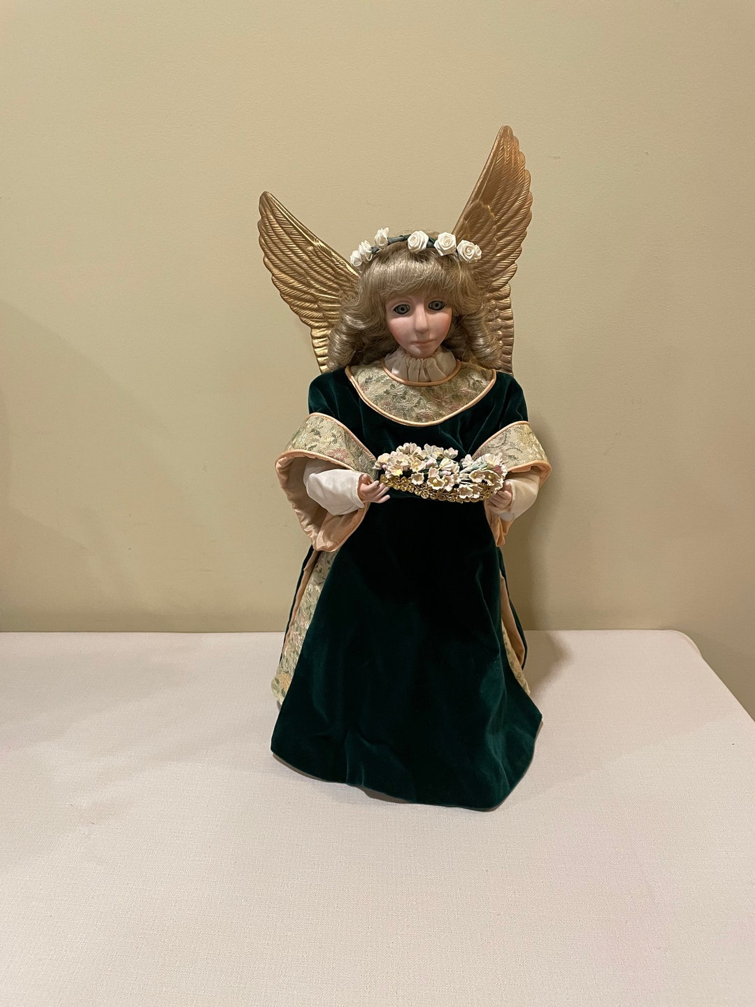 Hand Crafted Angel Doll With Handmade Velvet and Brocade Gown, Artisan ...