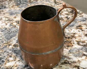 Vintage Hand Wrought Copper Mug, Holds 16 Ounces