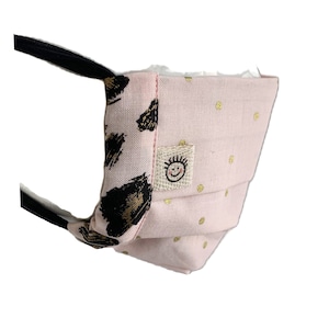 Stunning!  Pink Face Mask with Gold Dots - Pink Gold and Black Leopard Trim