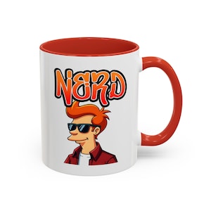 Futurama Fry &#39;NERD&#39; Accent Mug | Fun Coffee Mug for Futurama Fans & Nerds