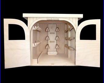 Tack Room for Model Toy Horses - Realistic - Store your saddles, blankets, bridles, halters. Made of Wood and in the U.S.A.