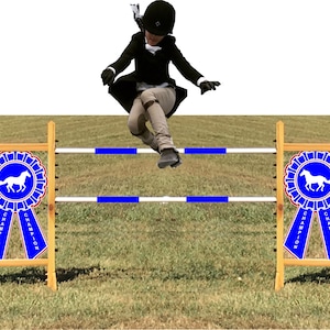 Blue Ribbon Champion - Kid sized horse jump - Foot jump - Hobby Horse - Great for Horse theme parties - Quality Handcrafted - Lightweight
