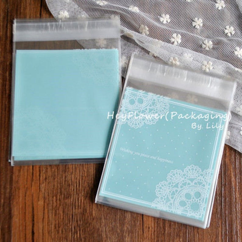 biscuit packaging party wedding favor bag,celophane gift bag self adhesive bag 100pcs blue lace cookie wrapping