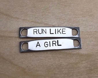 Just one more mile or custom shoelace charms / shoe tags. Cross Country & Marathon training inspiration