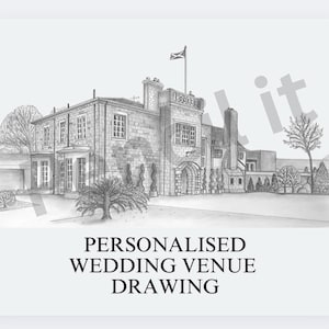 Custom Wedding Venue Drawing A4 size | Personalized Wedding Gift, Hand-Drawn Venue Illustration, anniversary gift, wedding gift idea