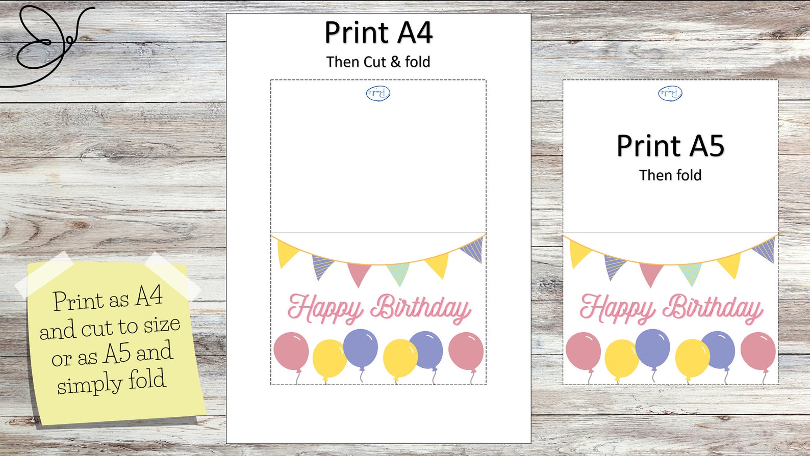 Printable Happy Birthday Card A6 Size, Instant Download - Etsy