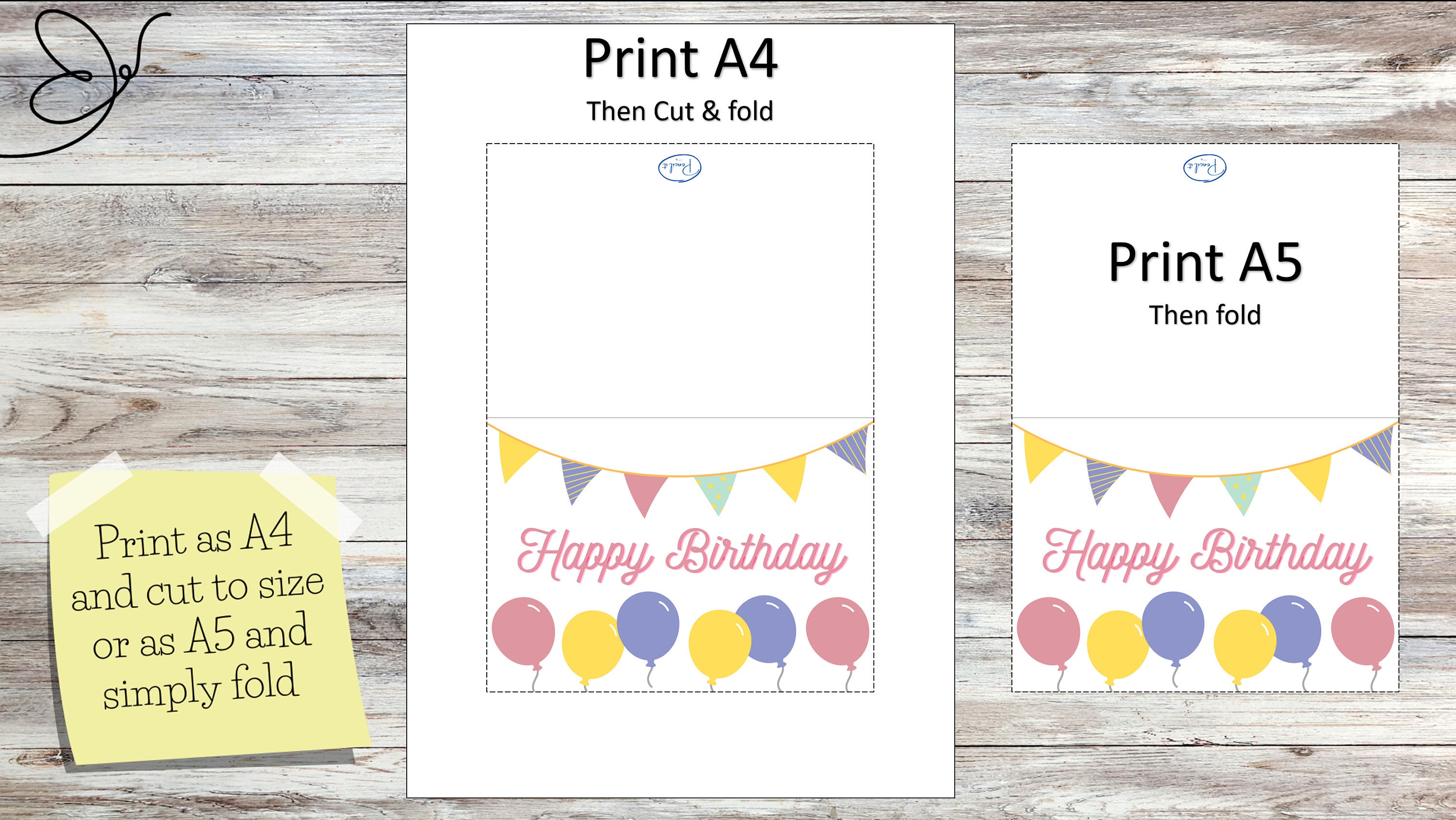 Printable Happy Birthday Card A6 Size, Instant Download - Etsy