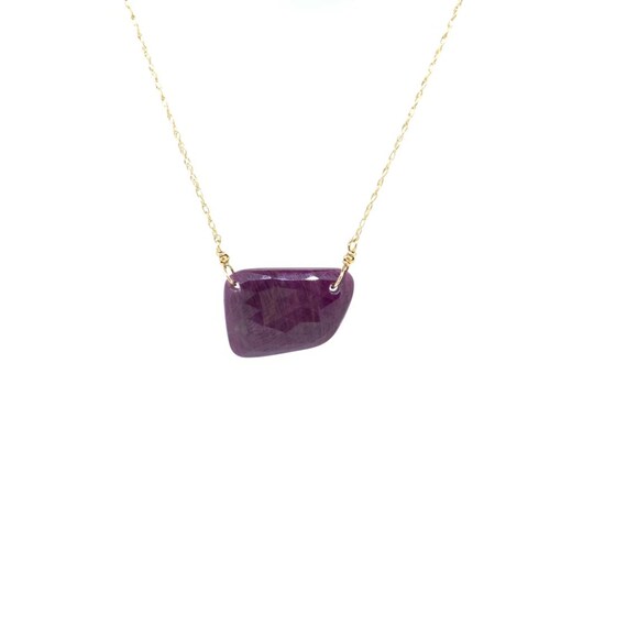 rough cut ruby necklace