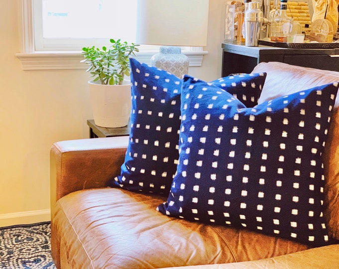ACK Indigo & White Dot 20”X 20”Throw Pillow