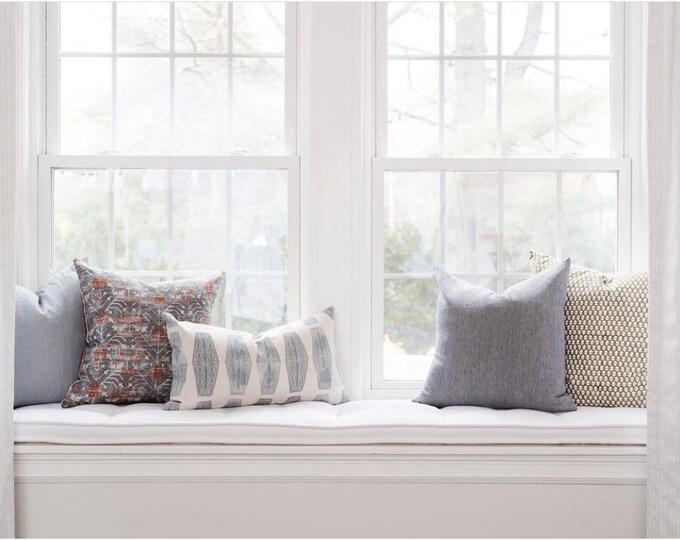 Acorn Street Navy & Cream 22” X 22" Throw Pillow